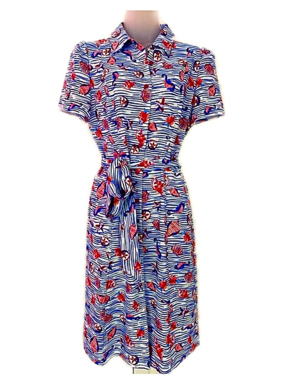 Pappagallo Dress NWT Women’s Shell Print Short Sleeve Shirt Dress size 6